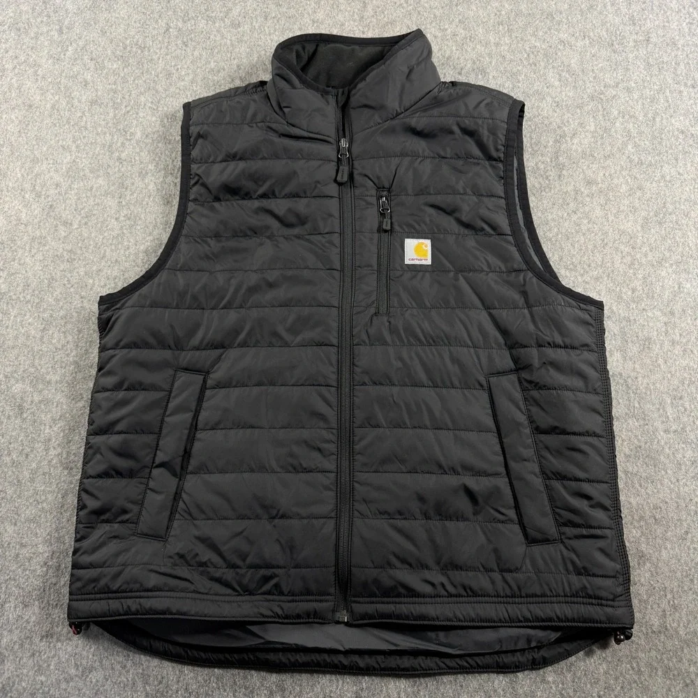Carhartt Gilliam Vest Mens Large Black Lightweight Insulated Puffer embroidered